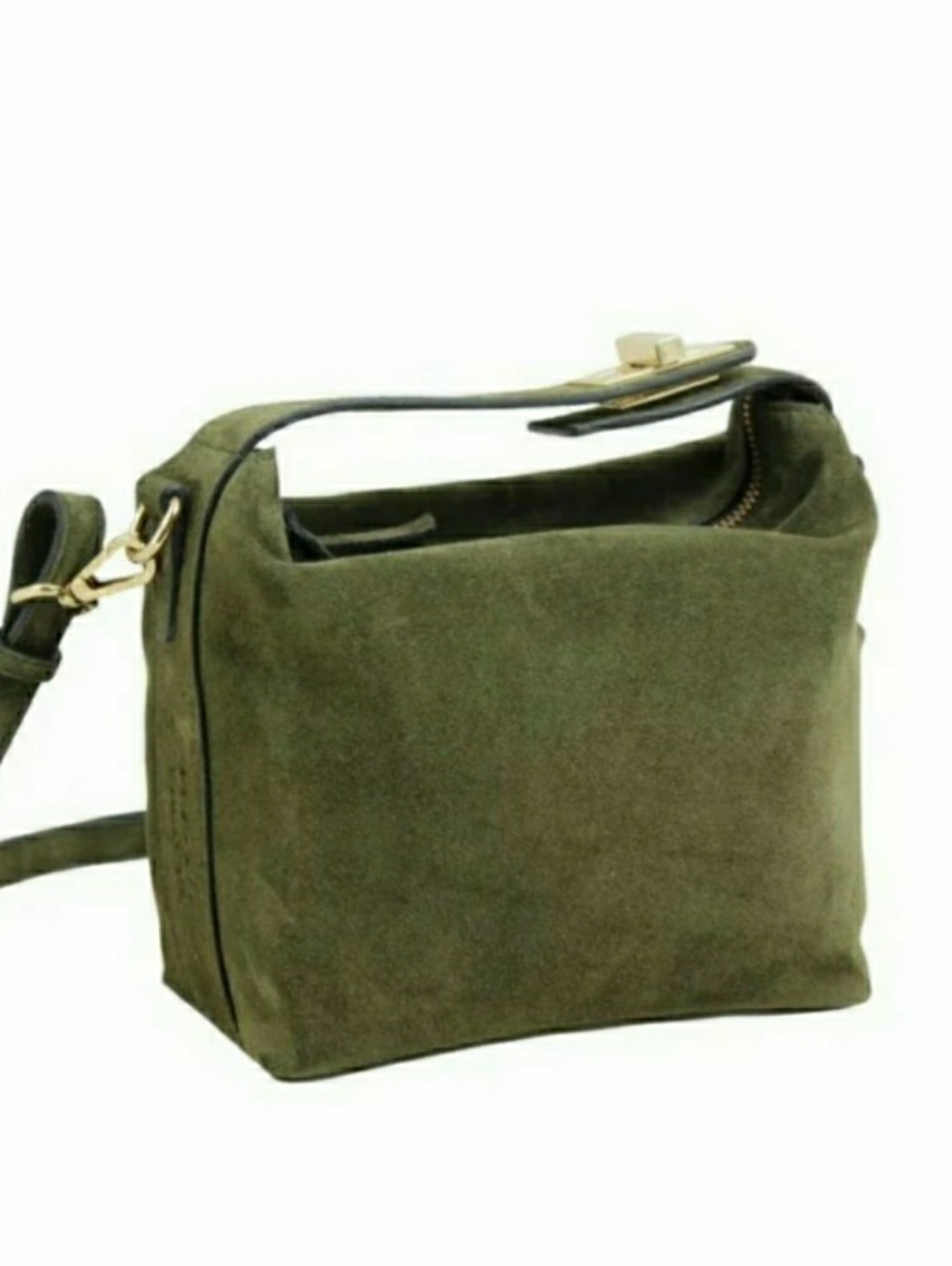 Olive Suede Crossbody Bag - Women